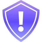 Purple shield icon with an exclamation mark in the center.